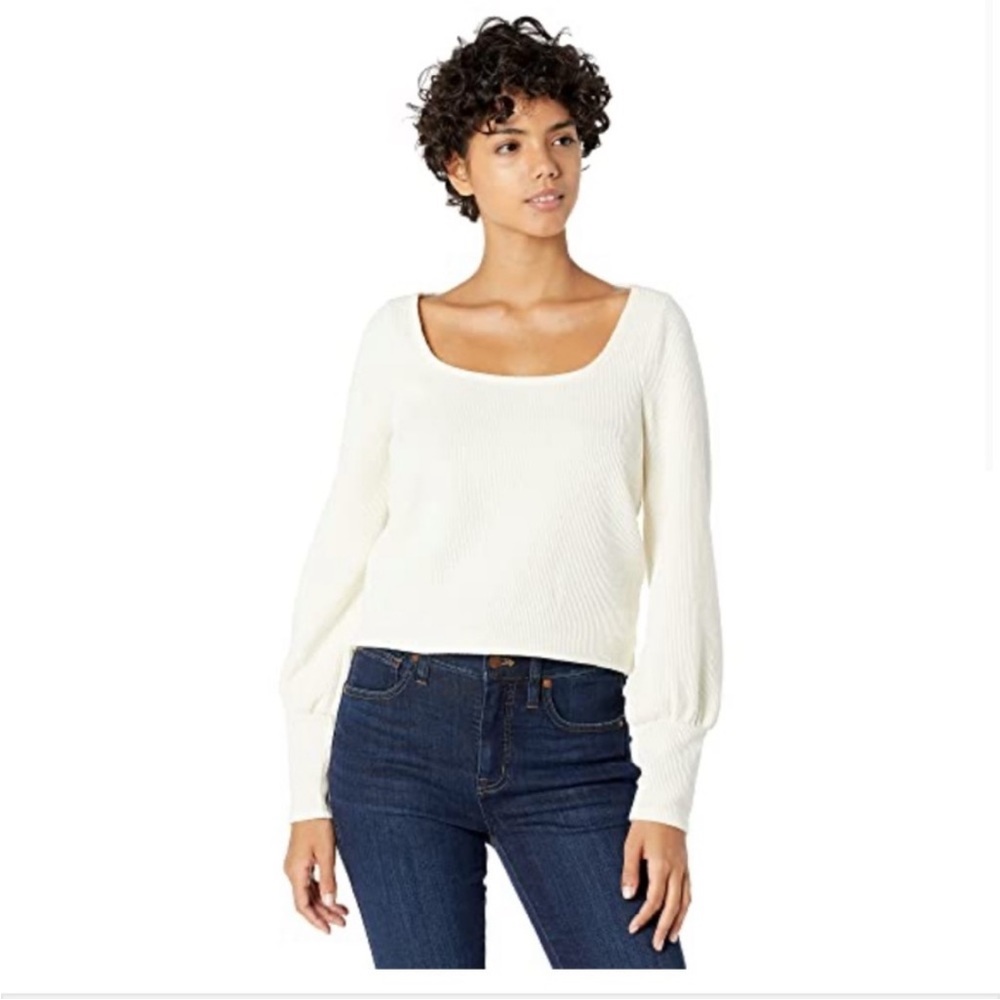 Ottoman Rib Square-Neck Top / MEDIUM / ANTIQUE CREAM